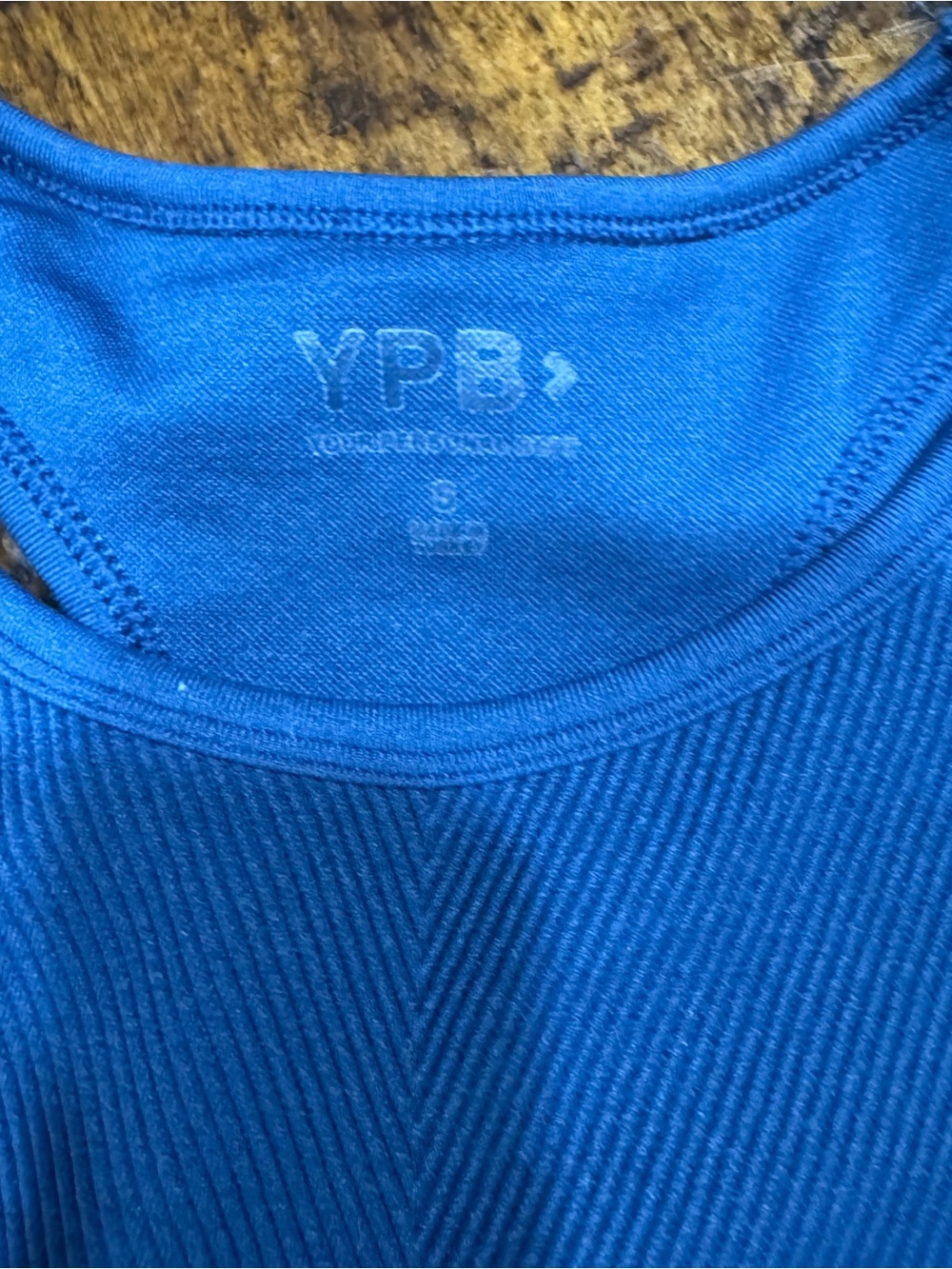 Blue Ribbed Cropped Tank Top - Picture 2 of 4